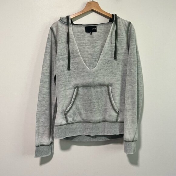 Hurley Grey Deep V-Neck Hoodie Sweatshirt (Size L) - Picture 2 of 15